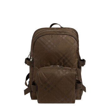 Checked Jacquard Zipped-Up Backpack