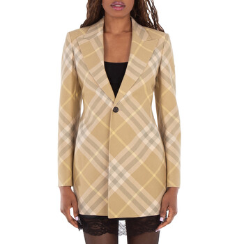Burberry Checked Tailored Single-Breasted Blazer, Brand Size 6