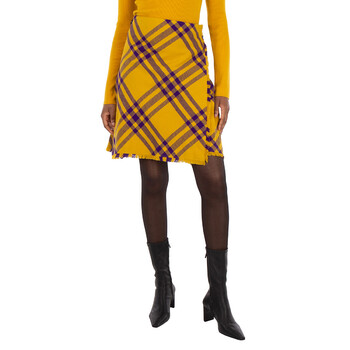 【関税＆送料込み】Burberry 'Shield' Skirt Burberry Argyle Check-Pattern Knitted Skirt, Size Medium