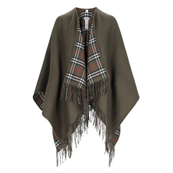 Burberry Check-Patterned Reversible Wool Cape, Size One Size