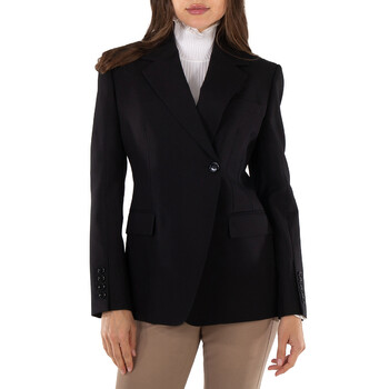 Burberry Ladies Ribbed-panel Single-breasted Wool Blazer