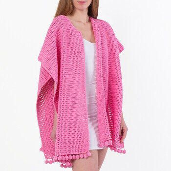 Crochet Technical Cotton Cape in Bubblegum Pink