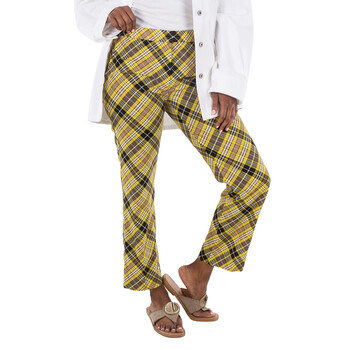 チノパンツ BURBERRY Check pants Green 8082034 Burberry Wide-Leg Checked Trousers, Size Large 8082034
