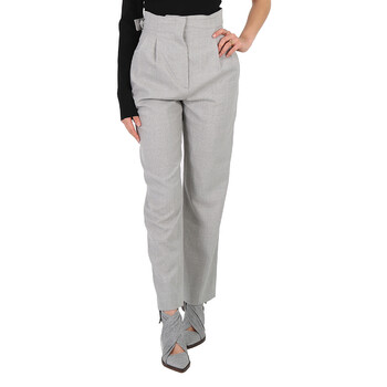 Fendi High-Waisted Tailored Palazzo Wool Pants, Brand Size