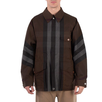 Burberry Dark Birch Brown Check Cotton Blend Field Jacket, Brand