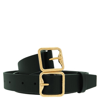 Loewe Round Soft Logo Engraved Buckle Leather Belt, Size 80