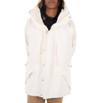 BURBERRY ホワイトジャケット サイズ46 タタグ付き Burberry Cotton-twill Blend Parka Coat With Detachable Hood