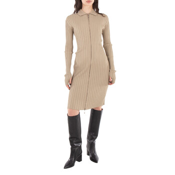 Balmain V-Neck Ribbed Mini Dress, Brand Size 34 (US Size 2