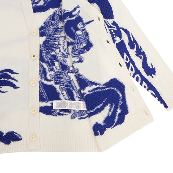 Equestrian Knight Intarsia-Knit Cardigan