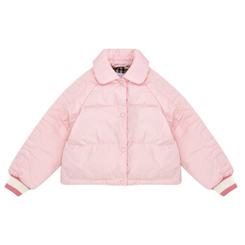 Burberry Girls Seashell Pink Athena Quilted Bomber Jacket, Size 4Y