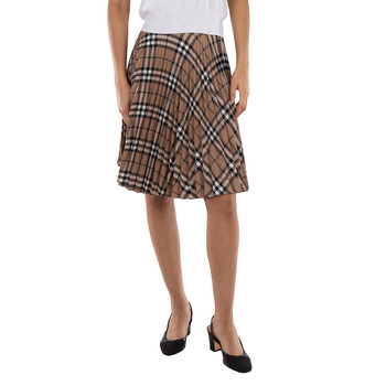 Burberry Ladies Contrast Graphic Print Pleated Skirt, Brand