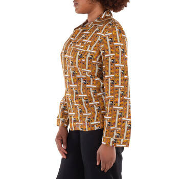 Graphic Printed Notched Collar Pajama Shirt