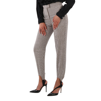 Houndstooth Check Stretch Wool Tailored Jodhpurs In Antique Yellow