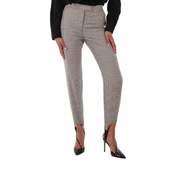 Houndstooth Check Stretch Wool Tailored Jodhpurs In Antique Yellow