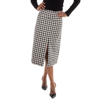Houndstooth Pattern Midi Skirt 8083652
