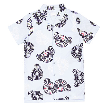 Burberry Kids Thomas Bear-Print Cotton Shirt, Size 14Y