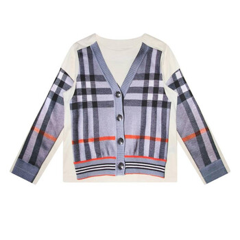 Burberry カーディガン チェック ウールモヘアブレンド カーディガン (サンド) - メンズ