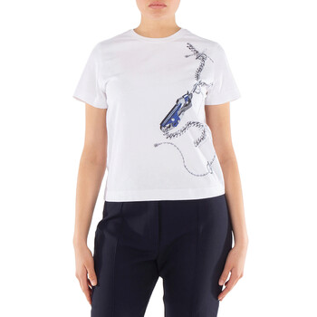 Burberry Logo Printed Crewneck Cotton T-Shirt, Size Medium 8090643