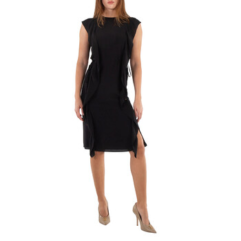Balenciaga Sunbleached Black Upside Down Denim Midi Dress