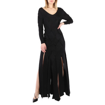ワンピース MOSCHINO COUTURE Woman Dress Black 04070424 1555 Moschino Ladies Black Long-Sleeved Midi Dress, Brand Size 38