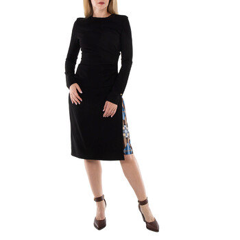 Burberry Black Star Motif Gathered Silk Viscose Dress, Brand