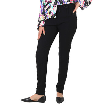 Ladies Black Custom Fit Monogram Motif Jogging Pants