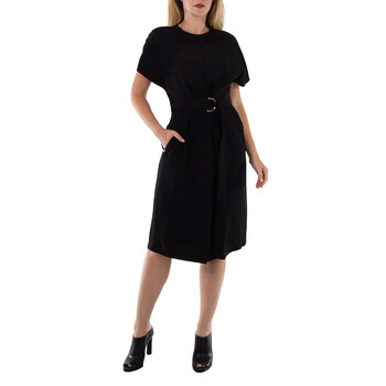 ワンピース BURBERRY Black Satin Dress Burberry Black Silk Satin Slip Dress With Fringed Detail