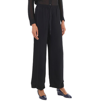Ladies Black High-Waisted Wide-Leg Trousers