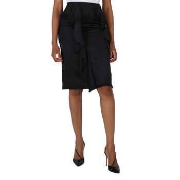 Ladies Black Martia Ruffle Trim Silk Skirt 8024336