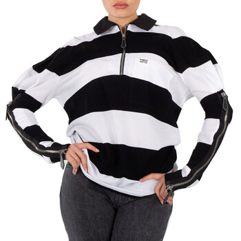 Burberry Men's Black Printed Logo Striped Hoodie, Size XXX