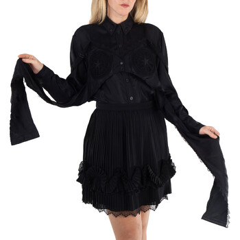 その他 Burberry 8067780 Burberry Lace Long- Sleeve Woven Crop Shirt, Brand Size 8