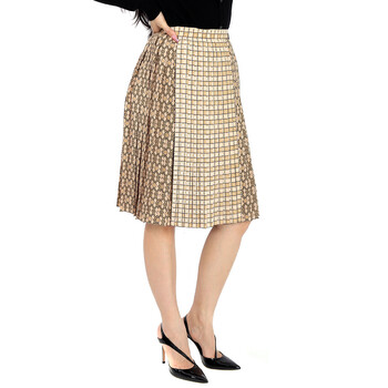 Ladies Contrast Graphic Print Pleated Skirt