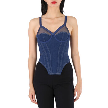 ◆2000Archives◆ Ice Denim Corset Top 1523FWTP03ID 2000 Archives Iced Denim Frayed Edges Corset, Brand Size 1