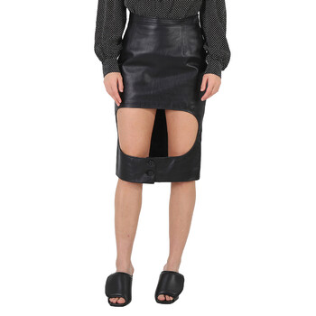 Ladies Florence Black Cutout Leather Skirt 8031305