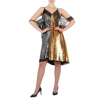 Ladies Gold Bicolor Sequin Cocktail Dress