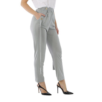 Ladies Heather Melange Strap Detail Jersey Tailored Trousers