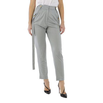 Ladies Heather Melange Strap Detail Jersey Tailored Trousers
