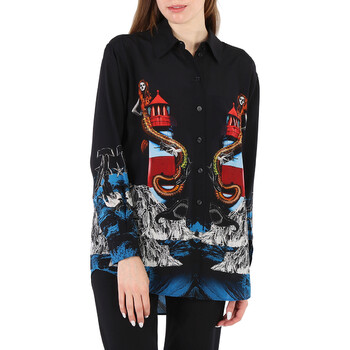 Burberry Graphic-Print Long-Sleeve T-Shirt, Size XX-Small