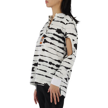 Ladies Monochrome Watercolor Printed Cotton Polo Shirt