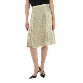 Burberry Ladies Grey Melange Crystal Embroidered Box Pleated