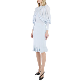 Burberry Ladies Pale Blue Puff-sleeve Jersey Dress, Brand Size 4 (US Size  2) 4564336 - Clothing - Jomashop