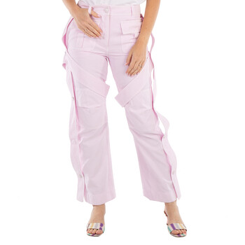 パンツ MOSCHINO Women Straight Pants 031082361208 Purple Moschino Ladies Violet Straight Leg Trousers, Brand Size 40