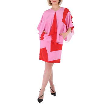 Burberry Ladies Primrose Pink Cape Sleeve Silk Dress, Brand