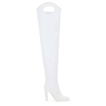 Ladies Shoreditch White Porthole Detail Over-The-Knee Boots 8039981