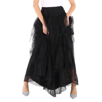 Ladies Skirts Runway Black Tulle Tiered Skirt