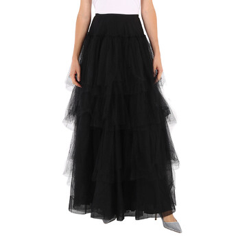 Ladies Skirts Runway Black Tulle Tiered Skirt