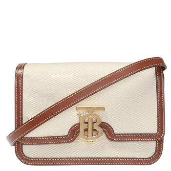 Burberry Ladies Small TB Two-tone Canvas And Leather