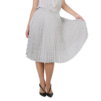 Burberry Beige Deer Print Pleated Skirt, Brand Size 10 (US