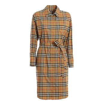 burberry vintage check cotton tie-waist shirt dress BURBERRY Vintage Check Cotton Tie-Waist Shirt Dress
