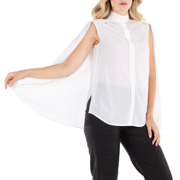 Burberry White Wreningham Cropped Cotton And Silk Cape